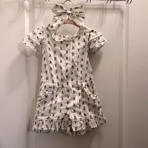 Janie and Jack Floral Romper and Hair Bow 3T